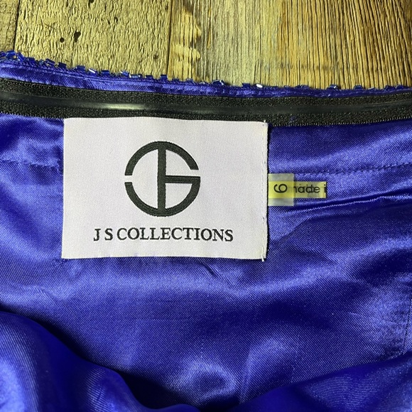 JS Collections Strapless Beaded Ruched Empire Waist Chiffon Size 6 - Picture 4 of 7